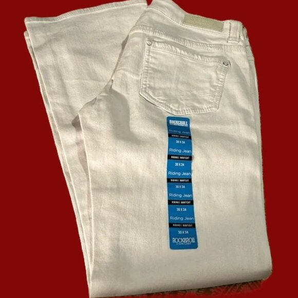 Rock & Roll cowgirl  white riding bootcut jeans size 30X34 (new) - Picture 1 of 5